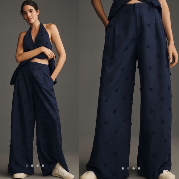 2 pieces Linen Blend Halter Vest + Tailored Linen Blend Embellished Trousers - Picture 16 of 16